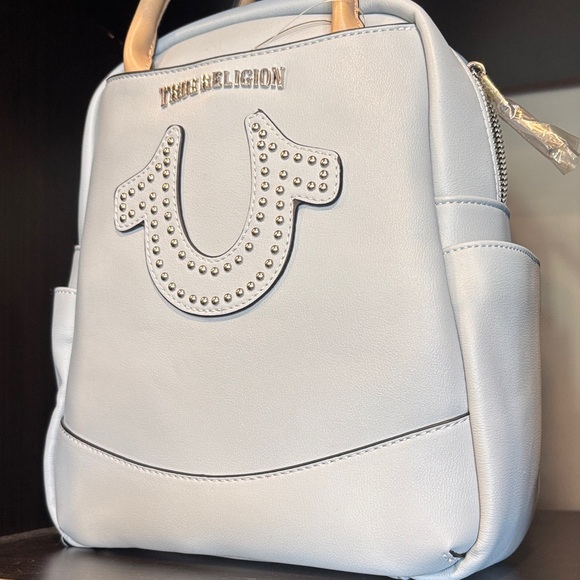 True Religion Blue Backpack with Studded Emblem - Picture 2 of 7